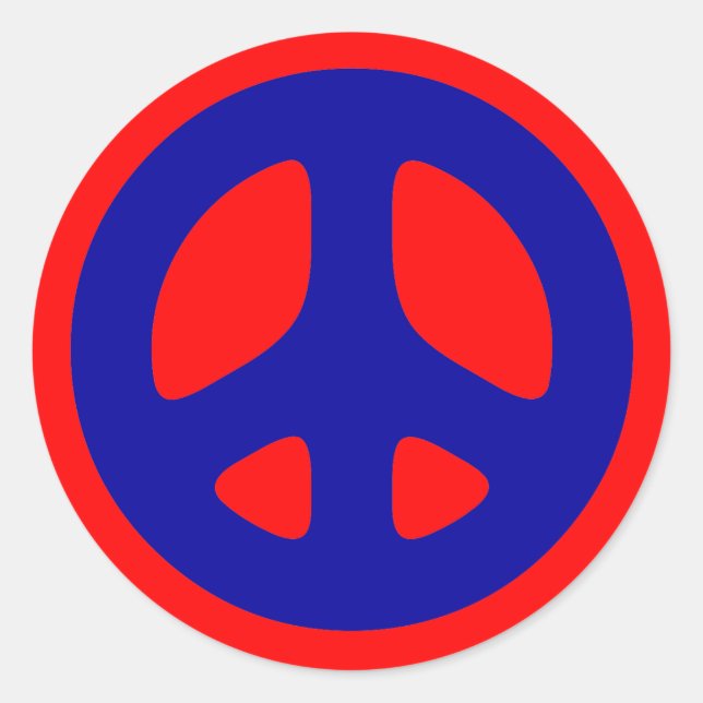 Big Blue Peace Sign Round Sticker (Front)