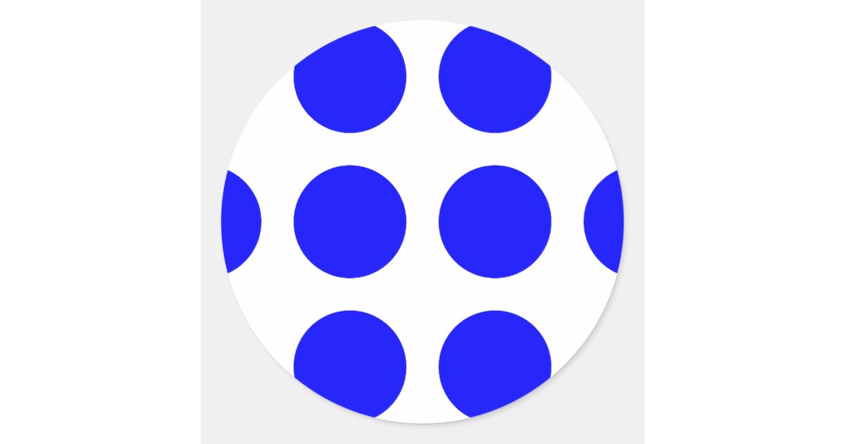 Big Blue Polka Dots Classic Round Sticker | Zazzle