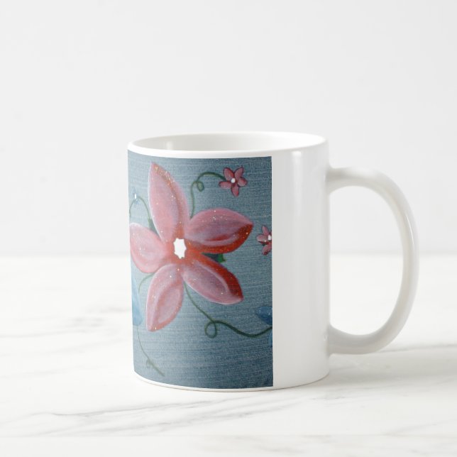 Big Blue Red Flowers Coffee Mug (Right)