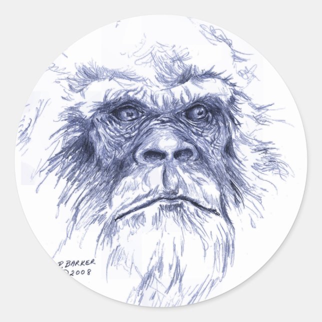 Big Blue Sasquatch Classic Round Sticker (Front)