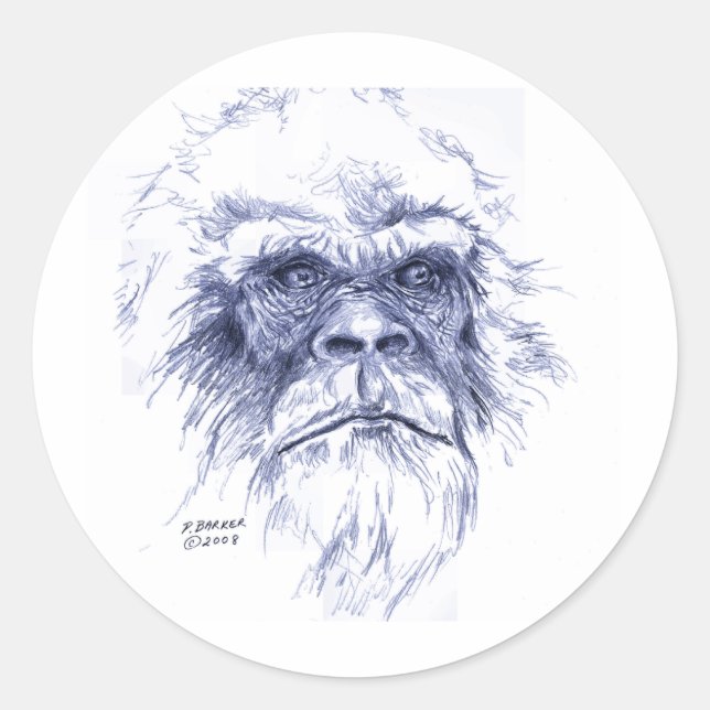Big Blue Sasquatch Classic Round Sticker (Front)