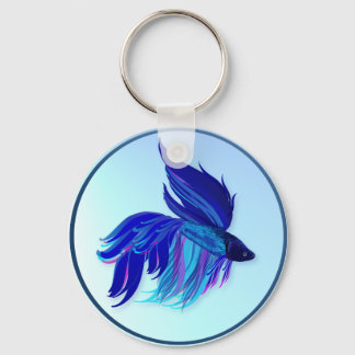 Big Blue Siamese Fighting Fish Keychains