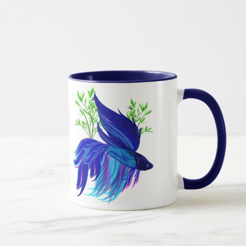 Big Blue Siamese Fighting Fish Mugs