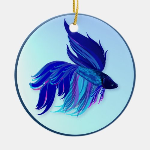 Big Blue Siamese Fighting Fish Ornament