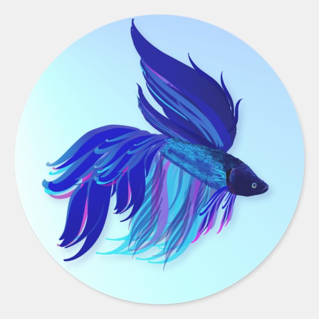 Big Blue Siamese Fighting Fish Stickers (Front)