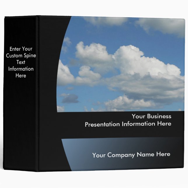 Big Blue Sky Custom Business Presentation Binder (Front/Spine)