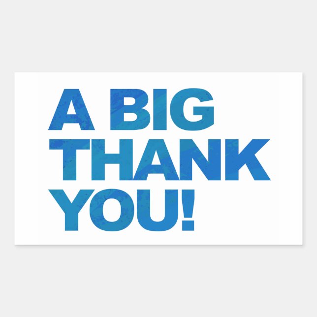 Big Blue Thank You Rectangular Sticker (Front)