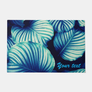 Big Blue Tropical Leaves Doormat