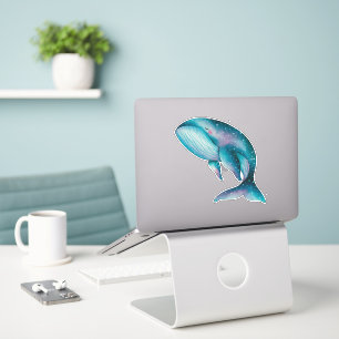 Big Blue Whale Watercolor Sticker