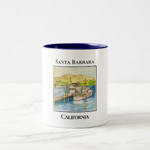 Big Boats in the Harbor, Santa Barbara, California Two-Tone Coffee Mug