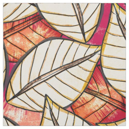 Big Bold African Print Leaf Pattern Fabric