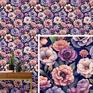 Big Bold & Beautiful Soft Dark Purple Mauve Orange Wallpaper