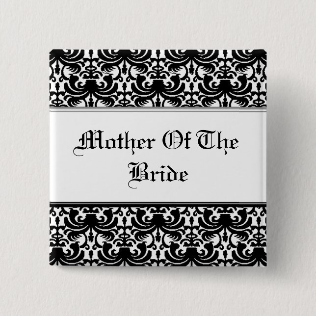 Big Bold Damask (Black) (Wedding) Pinback Button (Front)