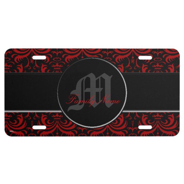 Big Bold Damask (Red) License Plate (Front)