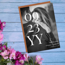 Big Bold Date Save the Date Photo Terracotta Back