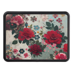 Big Bold Floral In Reds And Pinks Hitch Cover