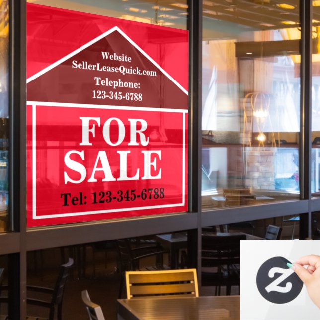 BIG BOLD FOR SALE Custom Real Estate  Window Cling (Restaurant Window)