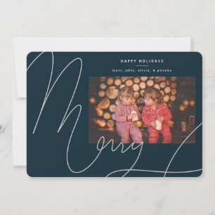 Big Bold Fun Navy Blue Script Merry Holiday