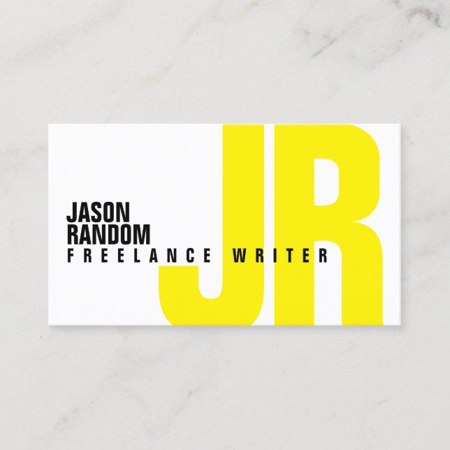 Big bold initials cover yellow business card (Front)