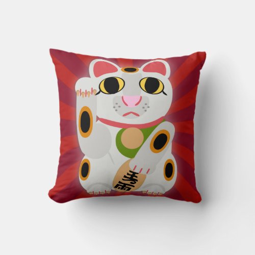 Big Bold Lucky Cat Symbol Throw Pillow