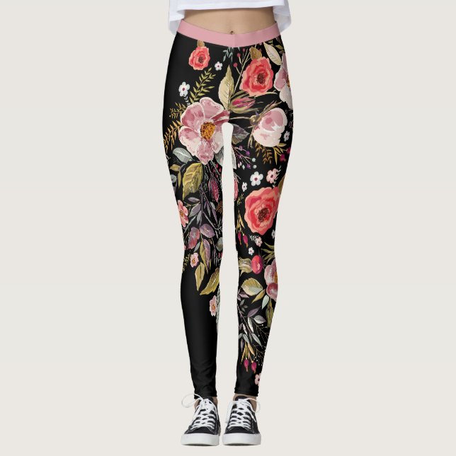 Big Bold  Multi-color Floral  Leggings (Front)