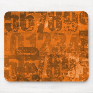 Big Bold Numbers on Brownish Orange Grunge Texture Mouse Pad