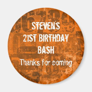 Big Bold Numbers on Grunge Thank You Birthday Magnet
