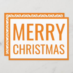 Big Bold Orange Merry Christmas White Photo Card