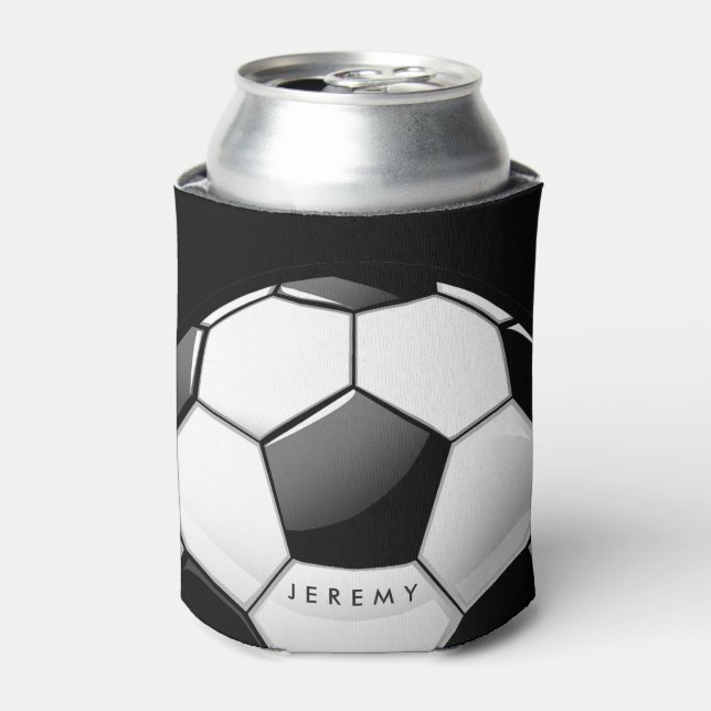 Big Bold Soccer Ball Custom Name Can Cooler (Can Front)