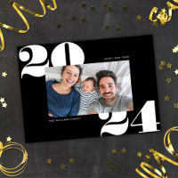 Big Bold Year New Years Holiday Photo Card Black