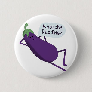 Big Book Energy, Curious Eggplant  Button