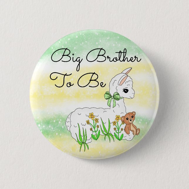 Big Borther To Be Llama with Teddy Bear Button (Front)