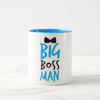 Big boss man nice Bossy design with a bow tie Two-Tone Coffee Mug
