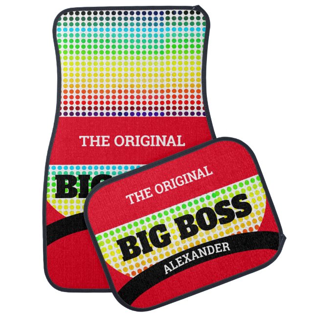BIG BOSS (Your Name) Black / Red Car Floor Mat (Set)
