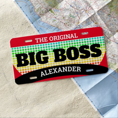 BIG BOSS Your Name Black  Red License Plate