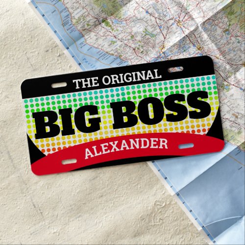 BIG BOSS Your Name Red  Black License Plate