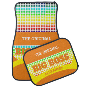 BIG BOSS (Your Name) Yellow / Orange Car Floor Mat