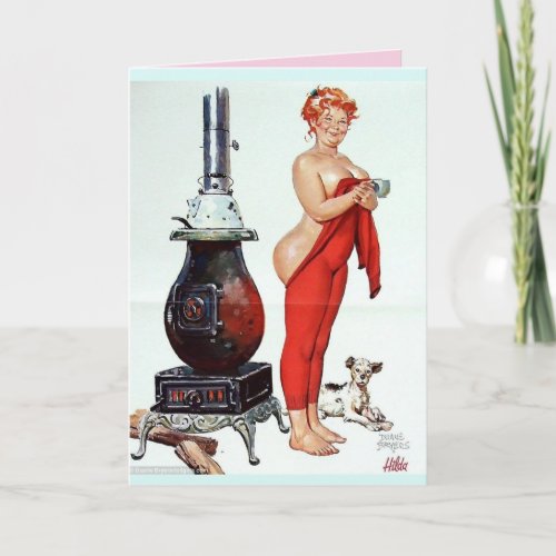 BIG BOTTOMED REDHEAD PINUP GIRL VALENTINES CARD