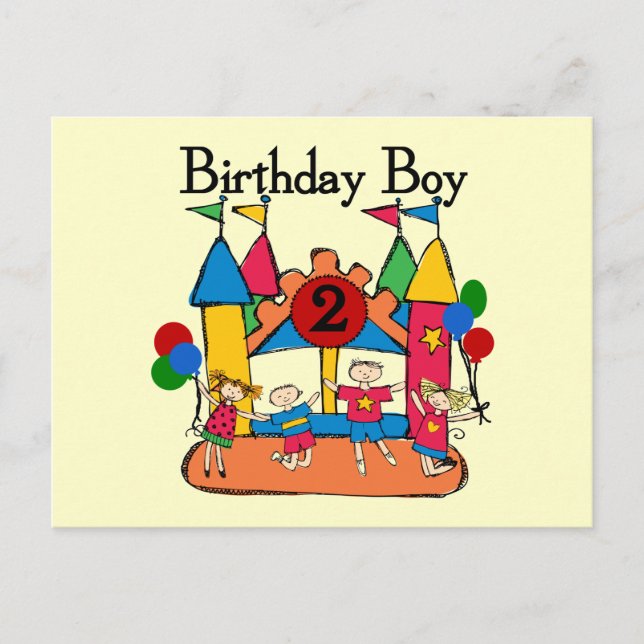 Big Bounce Boy 2nd Birthday Tshirts and Gifts Postcard (Front)