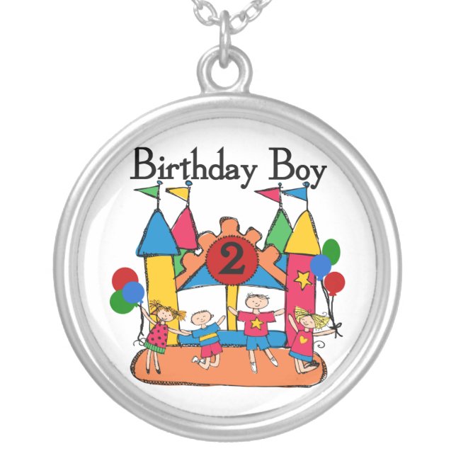Big Bounce Boy 2nd Birthday Tshirts and Gifts Silver Plated Necklace (Front)
