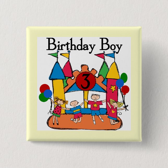 Big Bounce Boy 3rd Birthday T shirts and Gifts Button (Front)