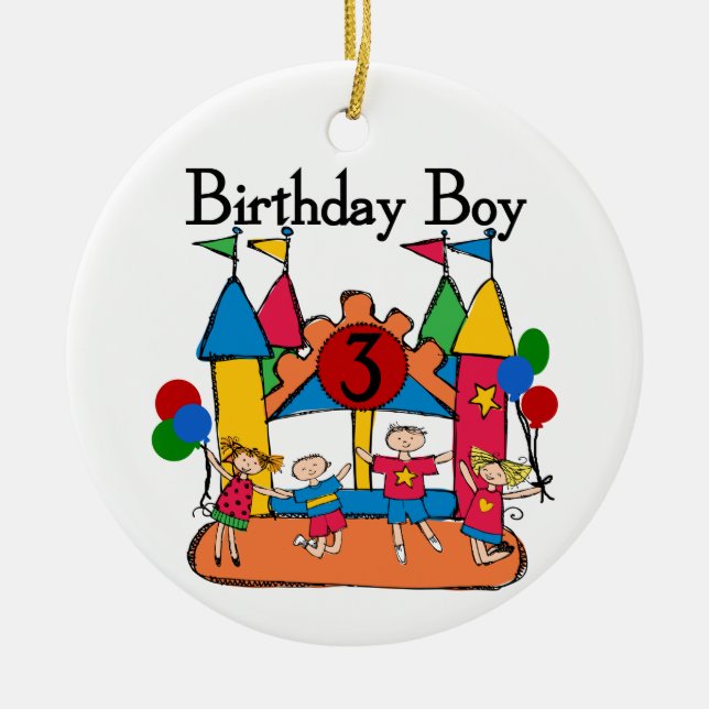 Big Bounce Boy 3rd Birthday T shirts and Gifts Ceramic Ornament (Front)