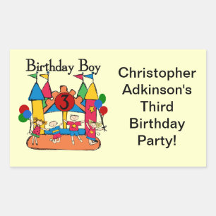 Big Bounce Boy 3rd Birthday T shirts and Gifts Rectangular Sticker