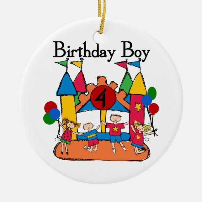 Big Bounce Boy 4th Birthday Tshirts and Gifts Ceramic Ornament (Front)