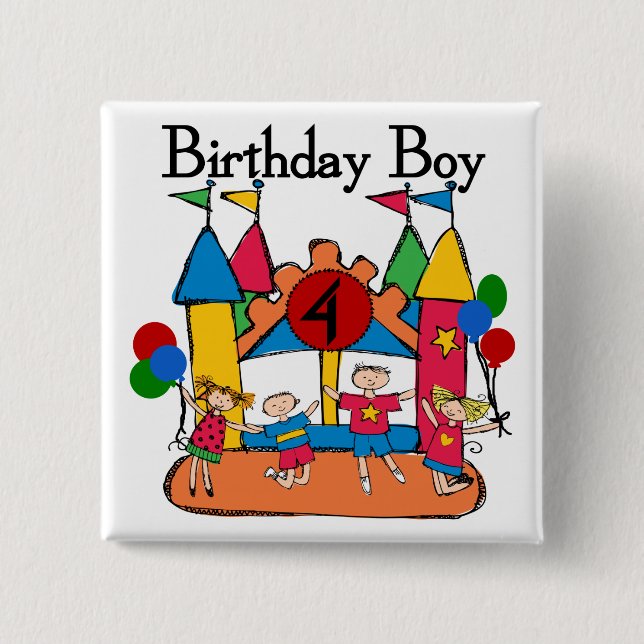 Big Bounce Boy 4th Birthday Tshirts and Gifts Pinback Button (Front)