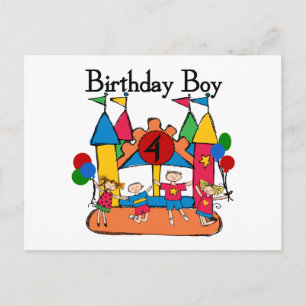 Big Bounce Boy 4th Birthday Tshirts and Gifts Postcard