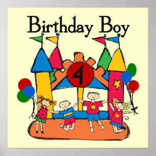 Big Bounce Boy 4th Birthday Tshirts and Gifts Poster