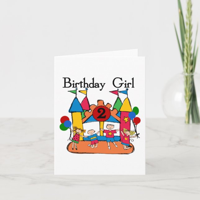 Big Bounce Girl 2nd Birthday Tshirts and Gifts Card (Front)