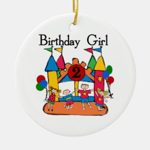Big Bounce Girl 2nd Birthday Tshirts and Gifts Ceramic Ornament