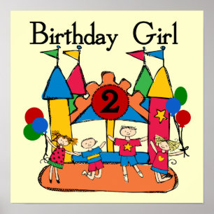 Big Bounce Girl 2nd Birthday Tshirts and Gifts Poster